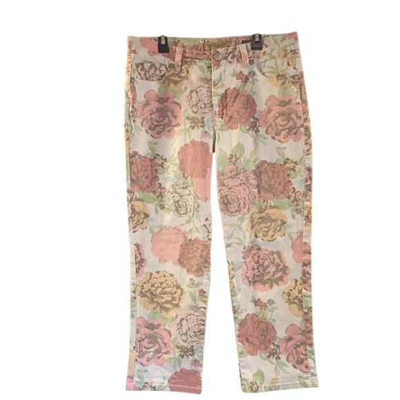 Vintage America Denim - Nine West Vintage America Boho Floral Ankle Pants Denim Multicolor Women's 12 🌸